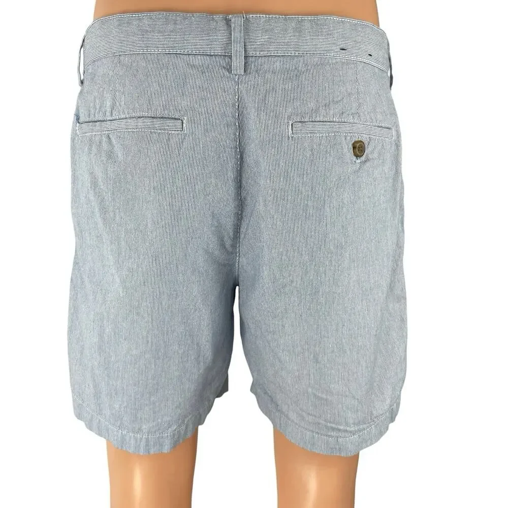 Banana Republic Aiden Seersucker Men's Stripe High Rise Chino Bermuda Shorts 33